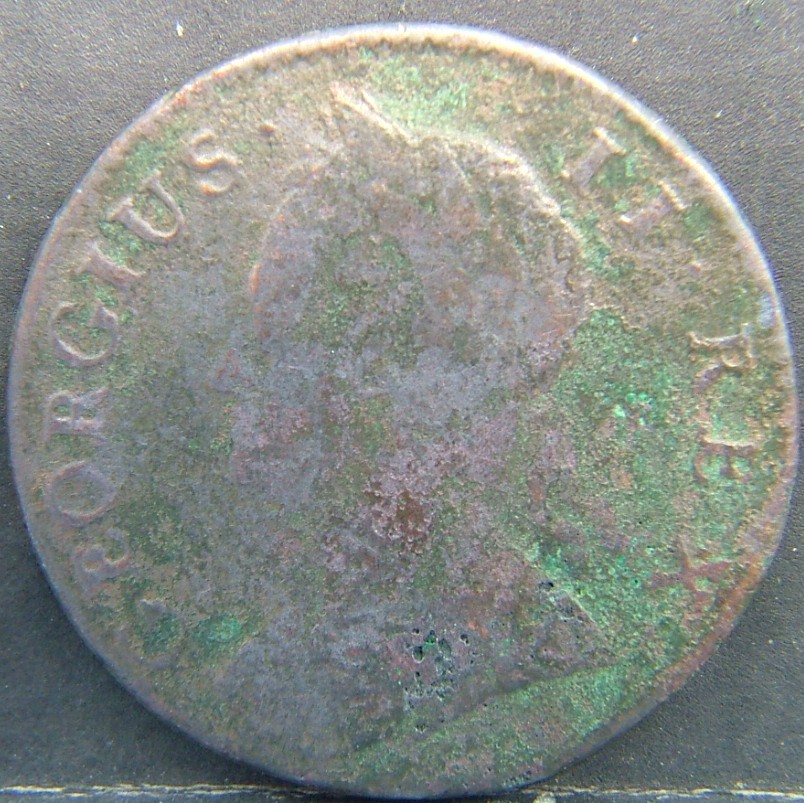Back side of 🇬🇧 United Kingdom – Monarchs and Milestones Half Penny 1744 coin