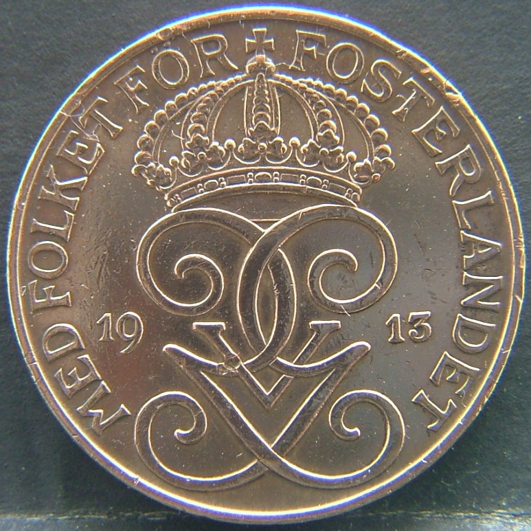 Front side of 🇸🇪 SWEDEN – Nordic Numismatic Legacy 5 Ore 1913 coin
