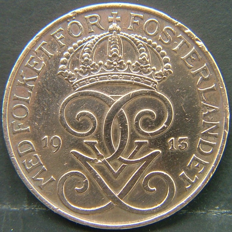 Back side of 🇸🇪 SWEDEN – Nordic Numismatic Legacy 5 Ore 1913 coin