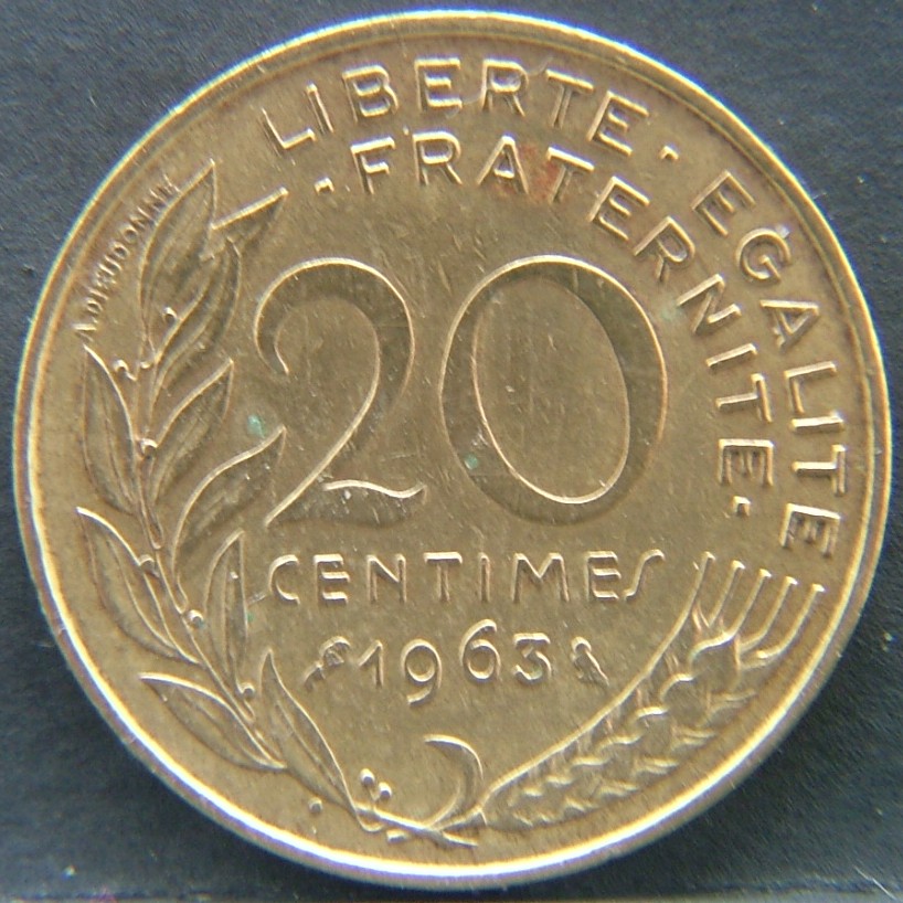 Additional view 2 of 🇫🇷 FRANCE 20 Centimes 1963 coin