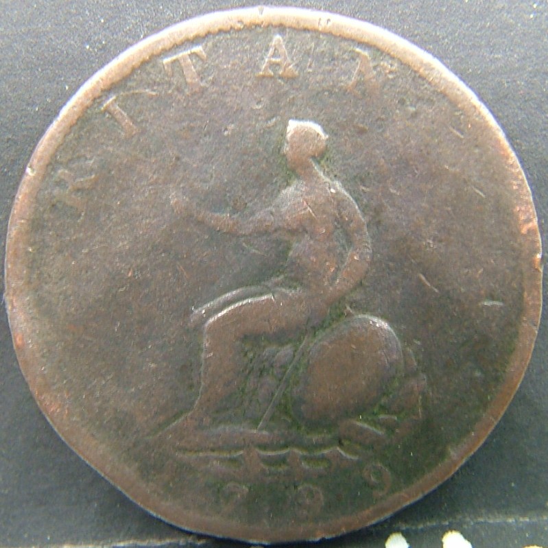 Back side of 🇬🇧 United Kingdom – Monarchs and Milestones Half Penny 1799 coin