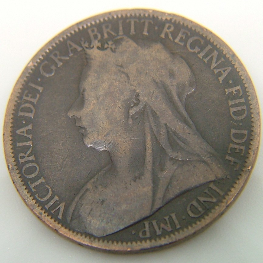 Back side of Great Britain 1 Penny 1900 coin