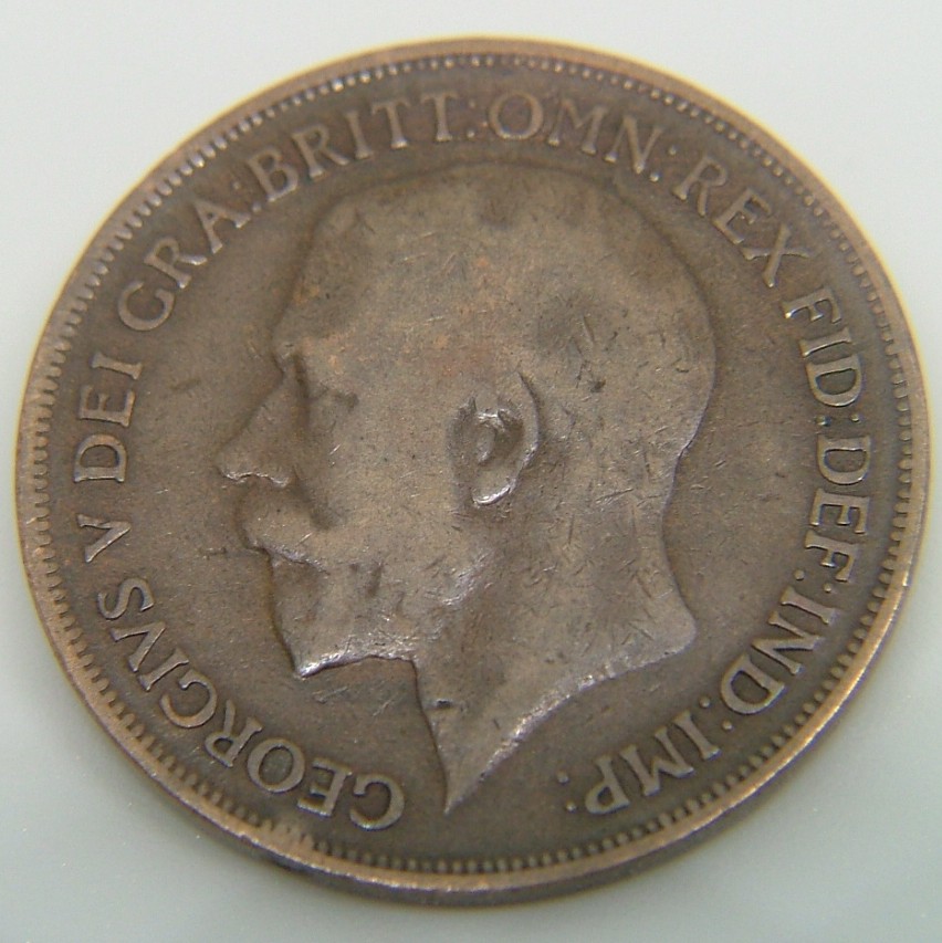 Back side of Great Britain 1 Penny 1917 coin