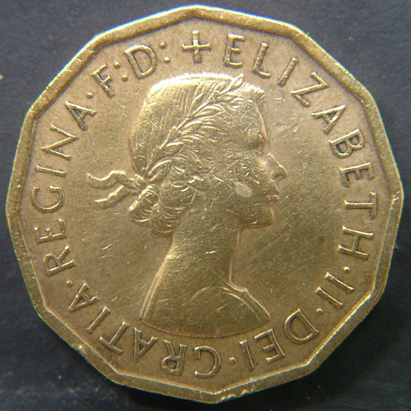 Back side of 🇬🇧 GREAT BRITAIN – Monarchs and Milestones 3 Pence 1960 coin