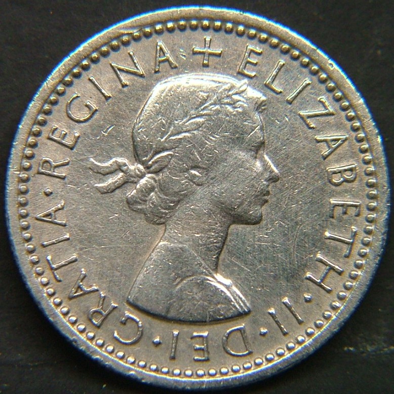 Back side of 🇬🇧 GREAT BRITAIN – Monarchs and Milestones 6 Pence 1964 coin