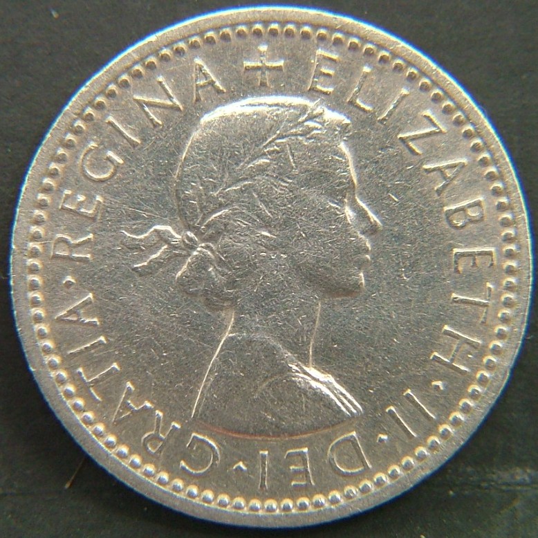 Back side of 🇬🇧 GREAT BRITAIN – Monarchs and Milestones 6 Pence 1957 coin