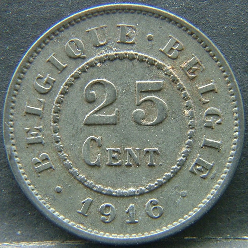 Additional view 1 of 🇧🇪 BELGIUM – Royal Portraits and National Symbols 25 Centimes 1916 coin