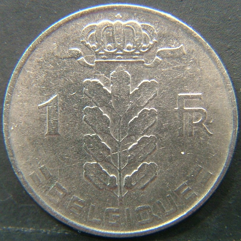 Additional view 2 of 🇧🇪 BELGIUM – Royal Portraits and National Symbols 1 Franc "Belgique'' 1967 coin