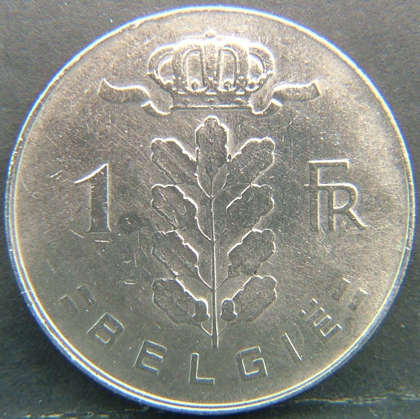 Additional view 2 of 🇧🇪 BELGIUM – Royal Portraits and National Symbols 1 Franc "Belgie'' 1974 coin
