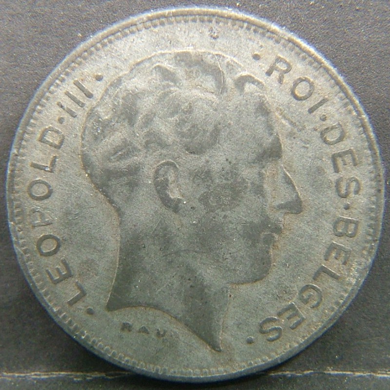 Back side of 🇧🇪 BELGIUM – Royal Portraits and National Symbols 5 Francs, "Des Belges" 1941 coin
