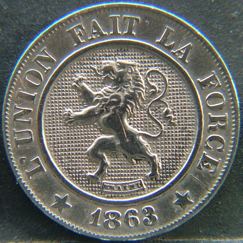Front side of 🇧🇪 BELGIUM – Royal Portraits and National Symbols 10 Centimes 1863 coin