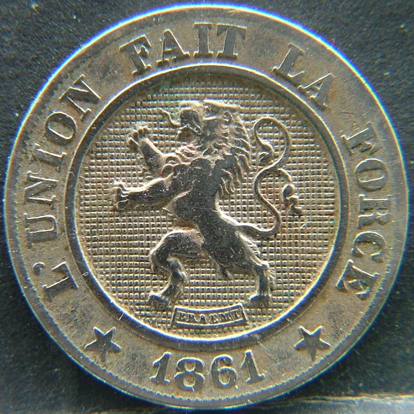 Front side of 🇧🇪 BELGIUM – Royal Portraits and National Symbols 10 Centimes 1861 coin