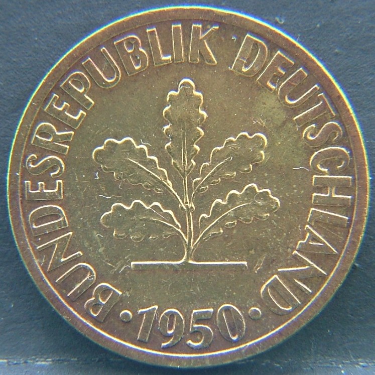 Front side of 🇩🇪 GERMANY – Unified Coins of a Divided History 10 Pfenning "F" 1950 coin