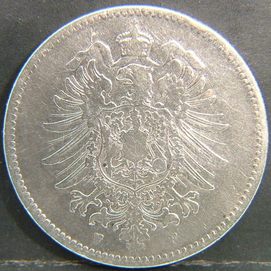 Back side of 🇩🇪 GERMANY – Unified Coins of a Divided History 1 Mark "F" 1881 coin