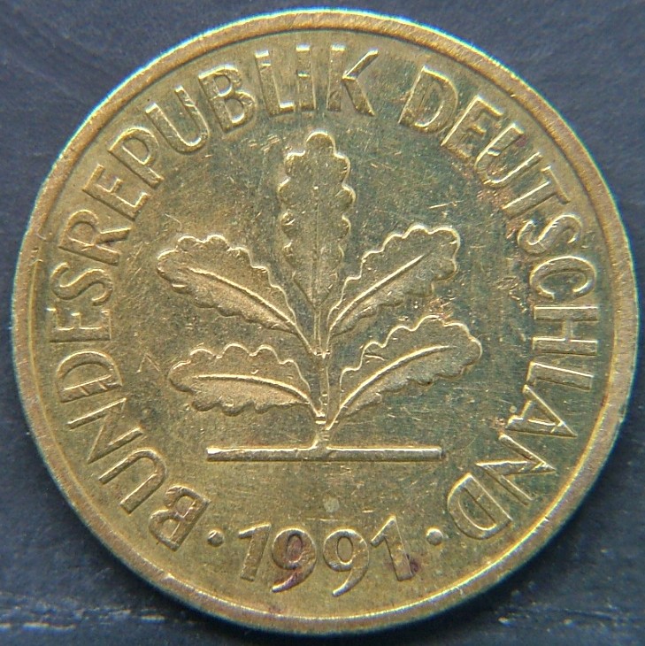 Back side of 🇩🇪 GERMANY – Unified Coins of a Divided History 5 Pfenning "J" 1991 coin