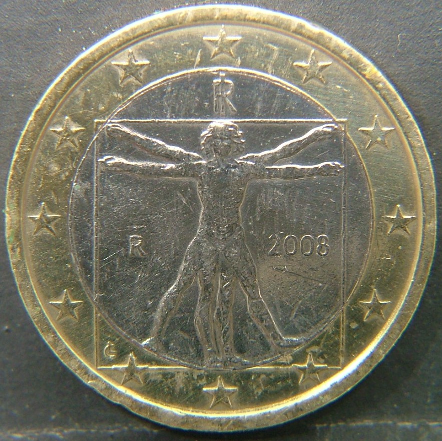 Back side of 🇮🇹 ITALY – Lira of Kings and Republic 1 Euro 2008 coin