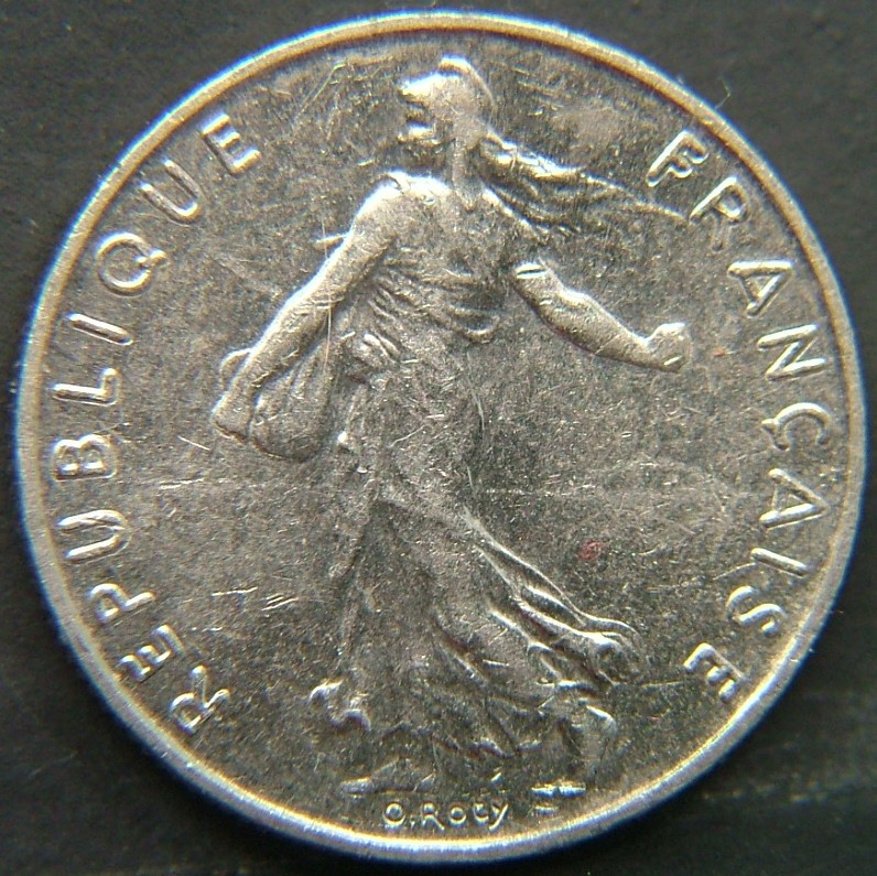 Back side of 🇫🇷 FRANCE 1/2 Franc 1997 coin