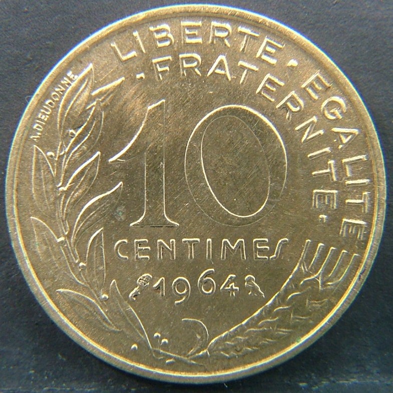 Additional view 2 of 🇫🇷 FRANCE 10 Centimes 1964 coin