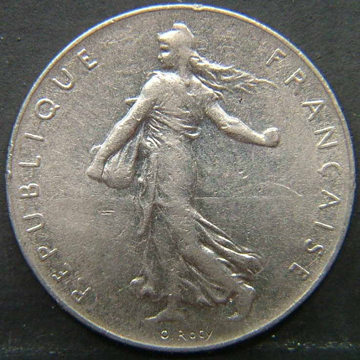 Back side of 🇫🇷 FRANCE 1 Frank 1975 coin