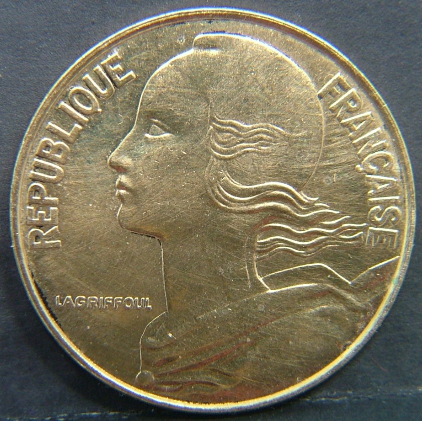 Back side of 🇫🇷 FRANCE 20 Centimes 1997 coin