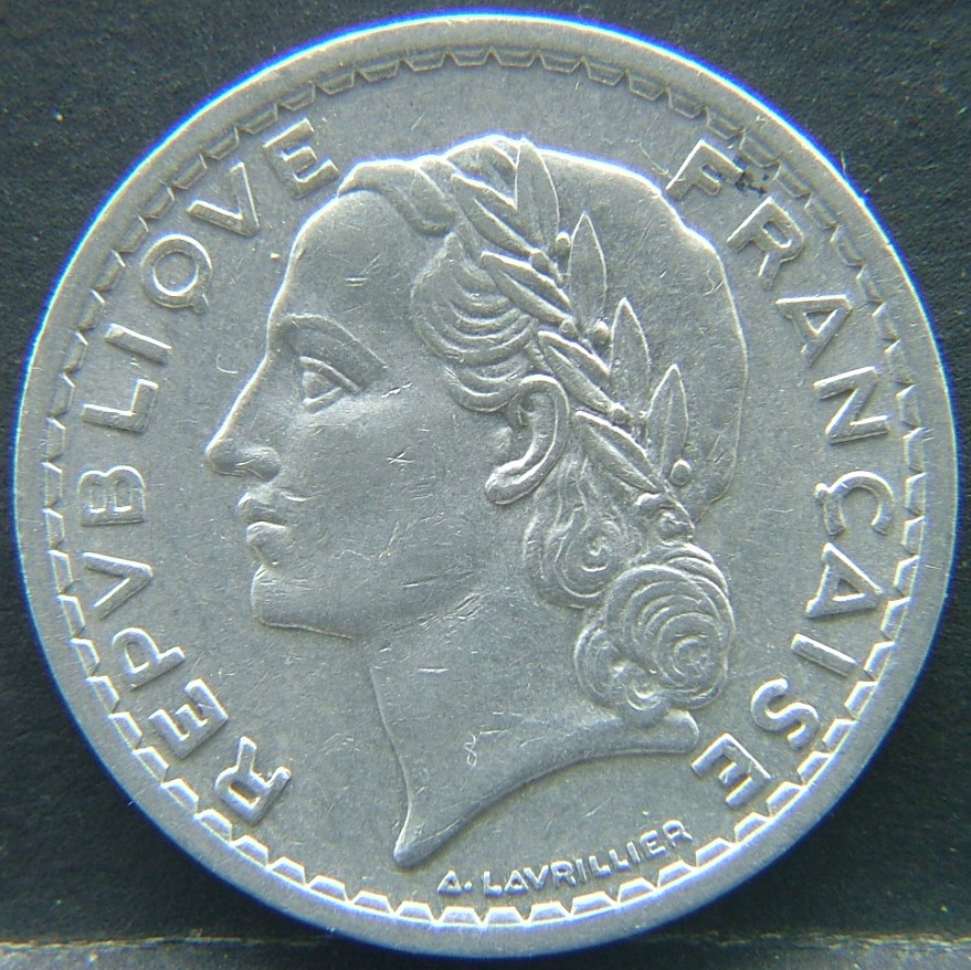 Front side of 🇫🇷 FRANCE 5 Franks 1945 coin