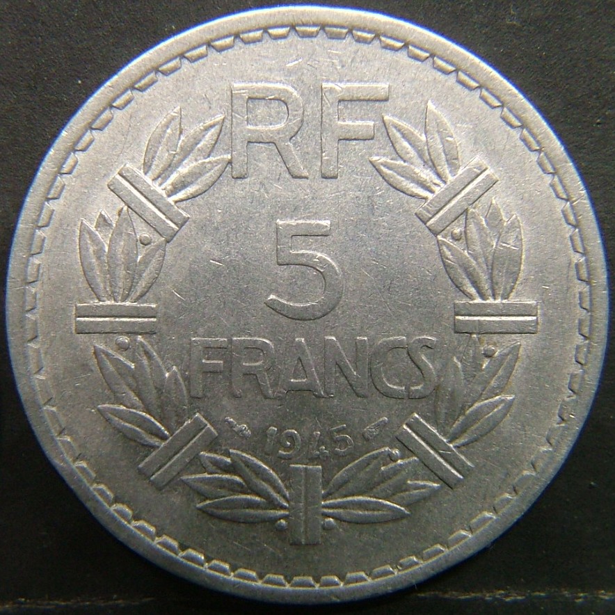 Additional view 1 of 🇫🇷 FRANCE 5 Franks 1945 coin