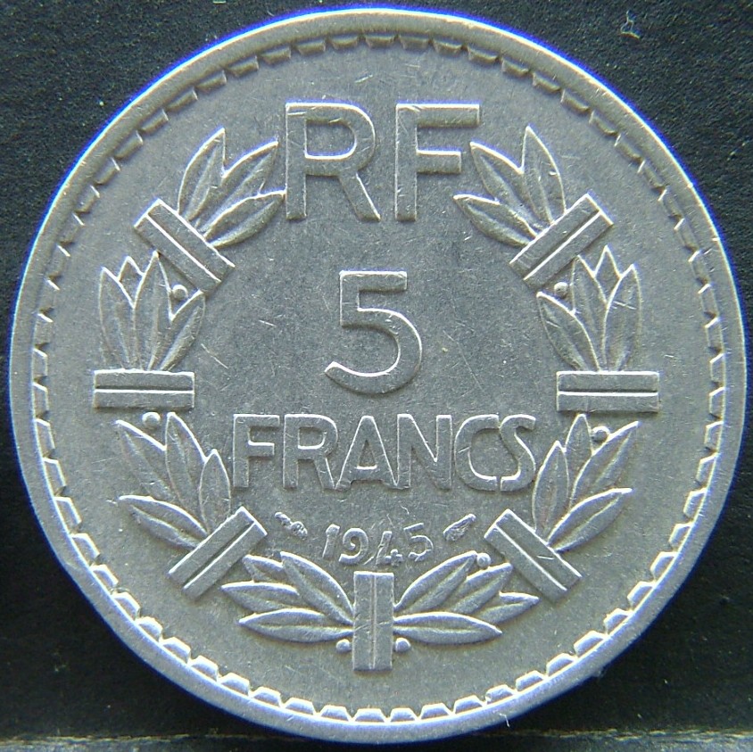 Additional view 2 of 🇫🇷 FRANCE 5 Franks 1945 coin