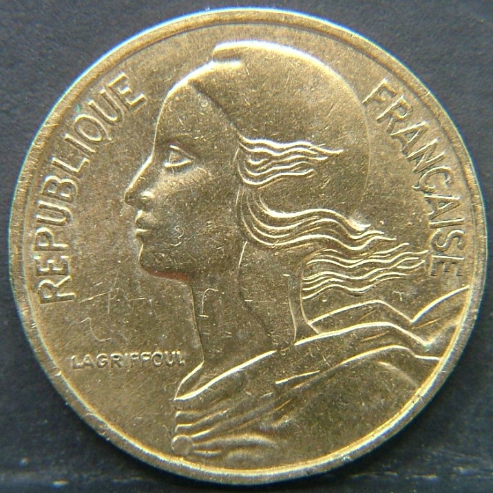 Back side of 🇫🇷 FRANCE 5 Centimes 1988 coin