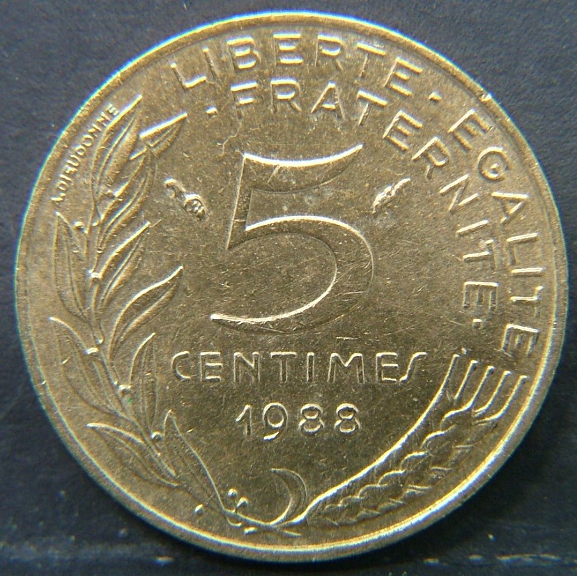 Additional view 2 of 🇫🇷 FRANCE 5 Centimes 1988 coin