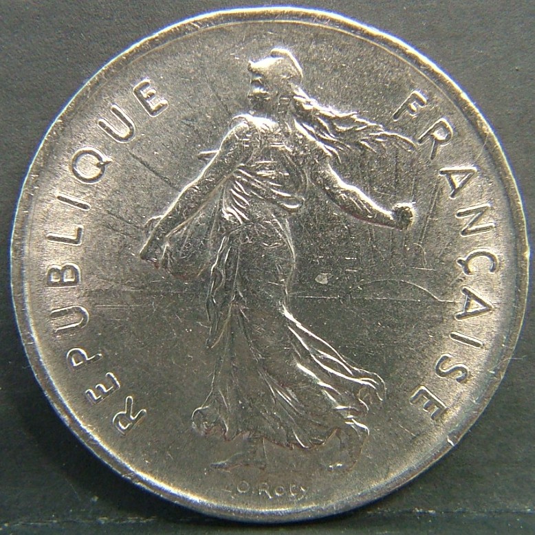 Back side of 🇫🇷 FRANCE 5 Franks 1971 coin