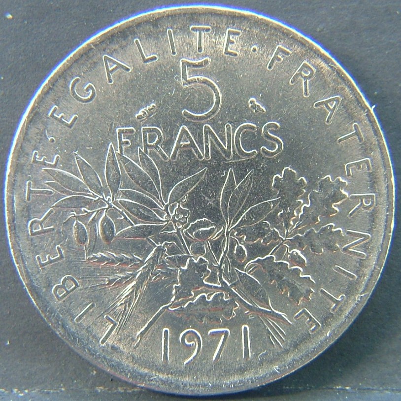 Additional view 1 of 🇫🇷 FRANCE 5 Franks 1971 coin