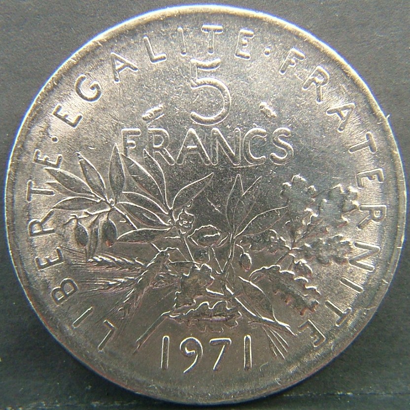 Additional view 2 of 🇫🇷 FRANCE 5 Franks 1971 coin