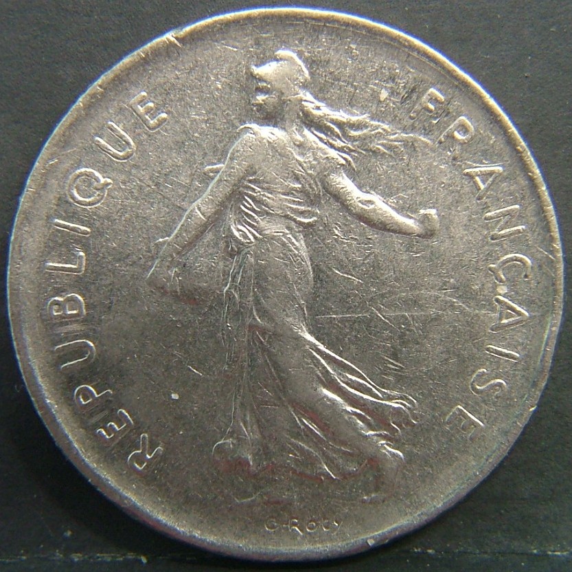 Back side of 🇫🇷 FRANCE 5 Franks 1972 coin