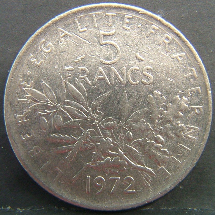 Additional view 2 of 🇫🇷 FRANCE 5 Franks 1972 coin