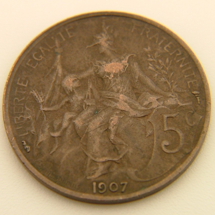 Additional view 2 of France 5 Centimes 1907 coin