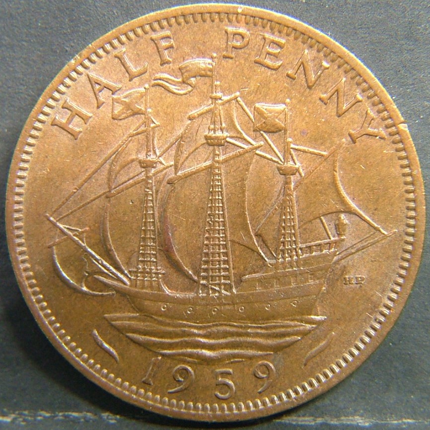 Additional view 2 of 🇬🇧 United Kingdom – Monarchs and Milestones Half Penny 1959 coin