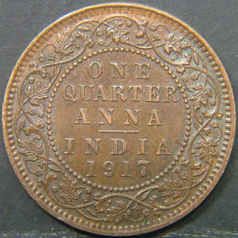Additional view 2 of 🇮🇳 BRITISH INDIA – Colonial Currency of the Raj Quarter 1/4 Anna 1917 coin