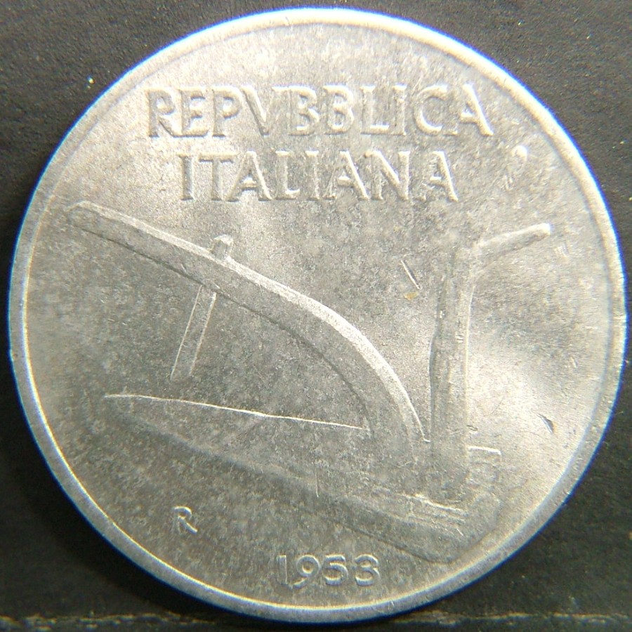 Back side of 🇮🇹 ITALY – Lira of Kings and Republic 10 Lire 1953 coin