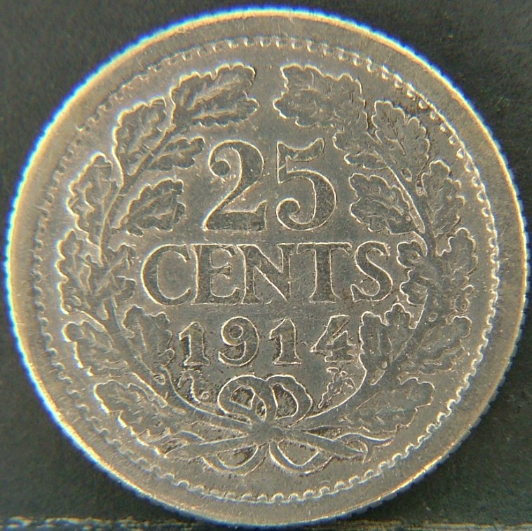 Additional view 1 of 🇳🇱 NETHERLANDS – Dutch Coin Tradition 25 Cents 1914 coin