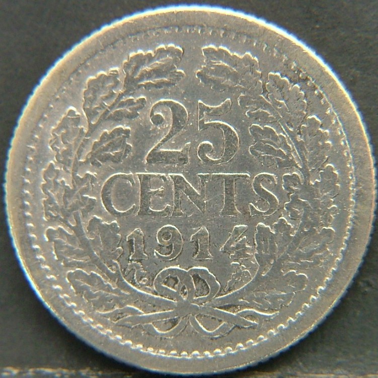Additional view 2 of 🇳🇱 NETHERLANDS – Dutch Coin Tradition 25 Cents 1914 coin