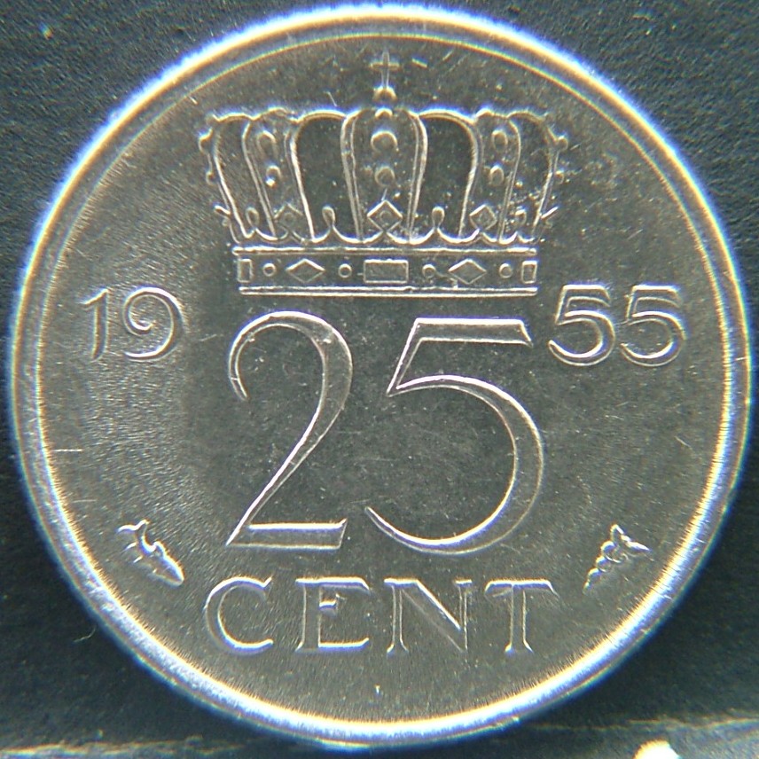 Additional view 1 of 🇳🇱 NETHERLANDS – Dutch Coin Tradition 25 Cents 1955 coin