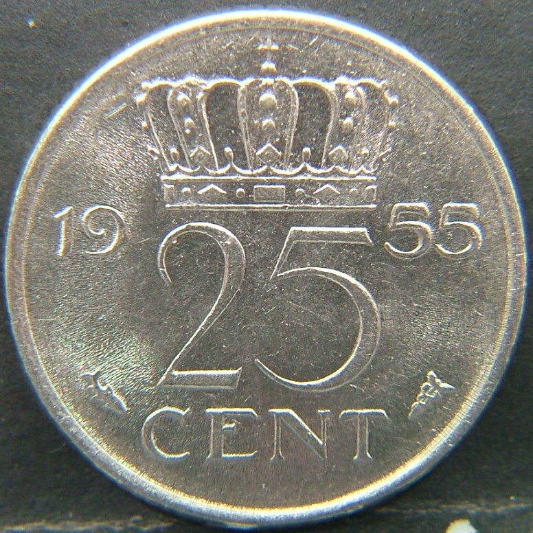 Additional view 2 of 🇳🇱 NETHERLANDS – Dutch Coin Tradition 25 Cents 1955 coin