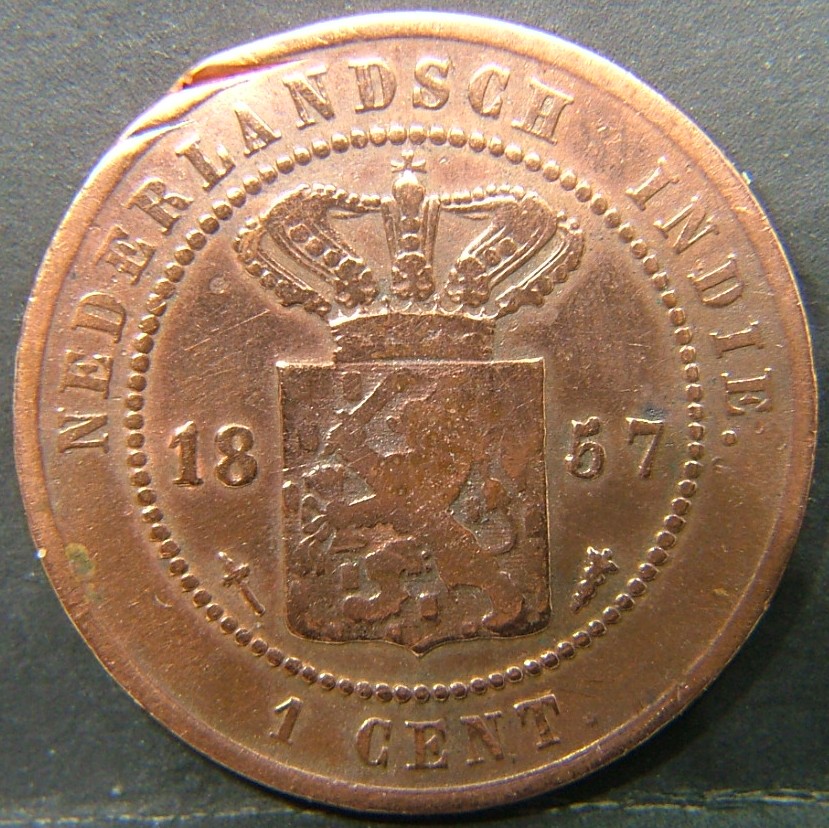 Back side of 🇳🇱 NETHERLANDS – Dutch Coin Tradition 1 Cent 1857 coin