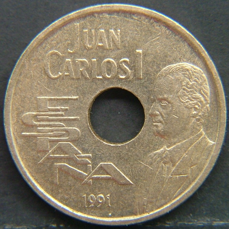 Back side of 🇪🇸 SPAIN – From Peseta to Euro 25 Pesetas 1991 coin