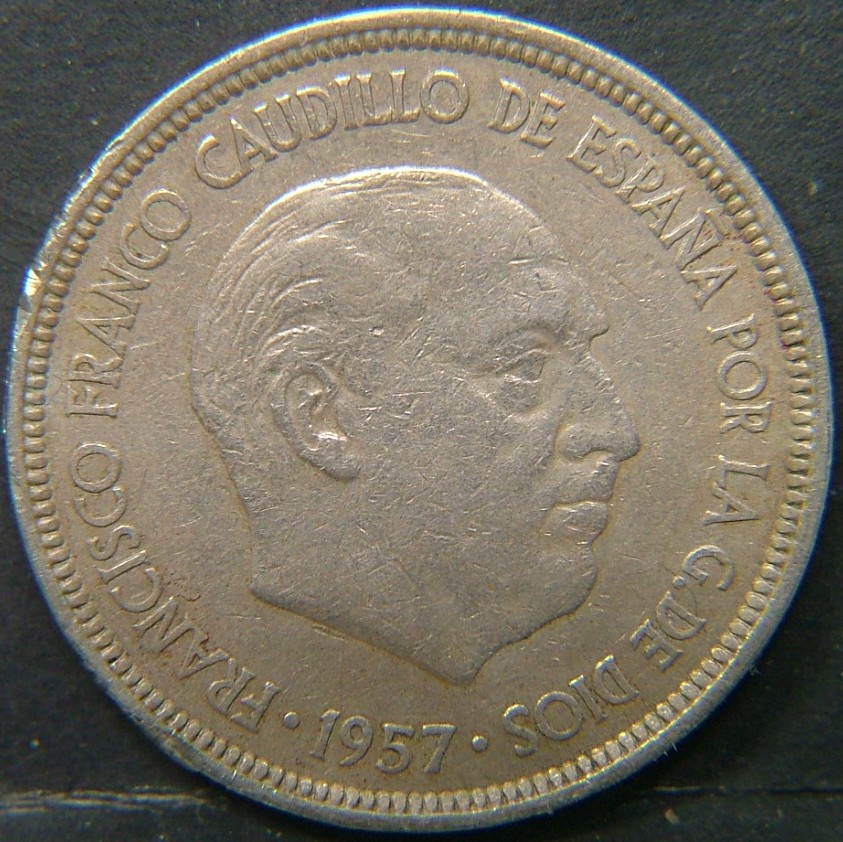 Back side of 🇪🇸 SPAIN – From Peseta to Euro 5 Ptas 1957 coin
