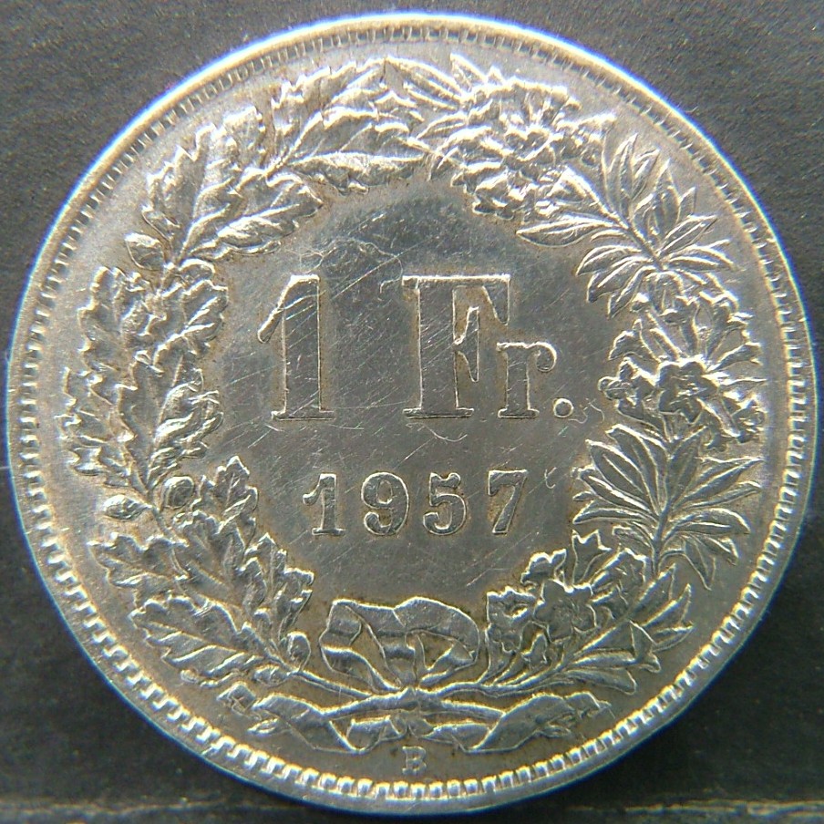 Additional view 2 of 🇨🇭 SWITZERLAND – Helvetic Confederation Coinage 1 Franc 1957 coin