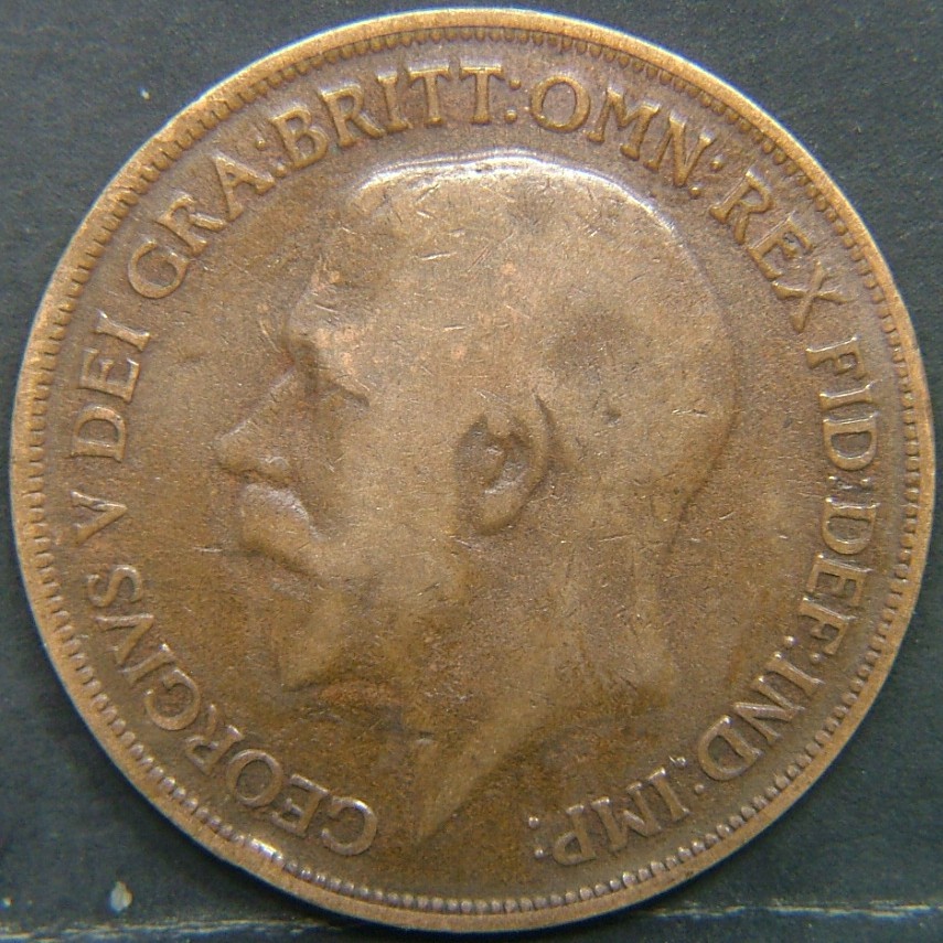 Front side of 🇬🇧 United Kingdom – Monarchs and Milestones 1 Penny 1917 coin