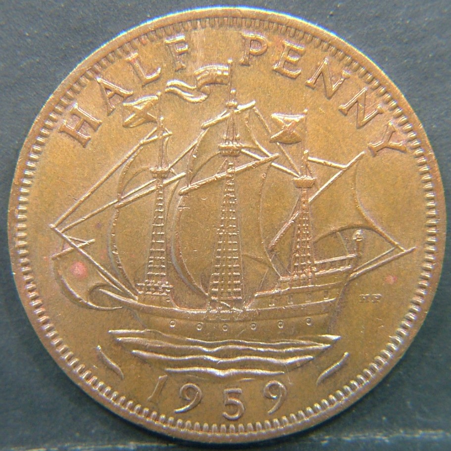 Additional view 2 of 🇬🇧 United Kingdom – Monarchs and Milestones Half Penny 1959 coin