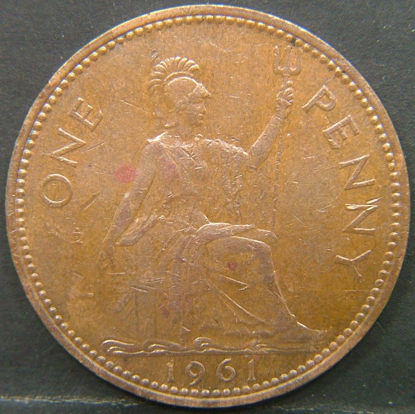 Back side of 🇬🇧 United Kingdom – Monarchs and Milestones 1 Penny 1961 coin
