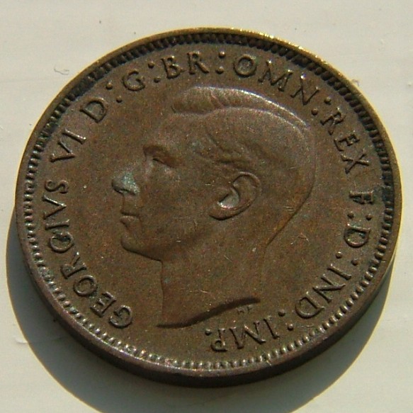 Front side of Great Britain 1 Farthing 1941 coin